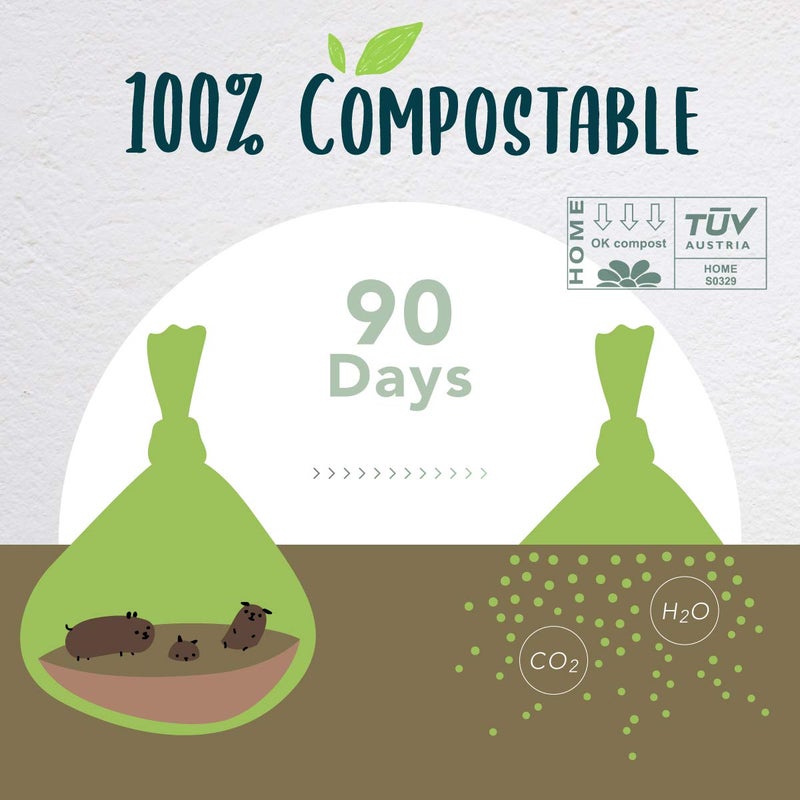 moonygreen Certified Compostable Dog Poop Bag Rolls, Landfill friendly Doggie Poop Bags, Vegetable-Based, ASTM D6400, Unscented, Extra Thick, Leak Proof, Size 9 x 13 Inches, Refills 240 Counts - Image 2
